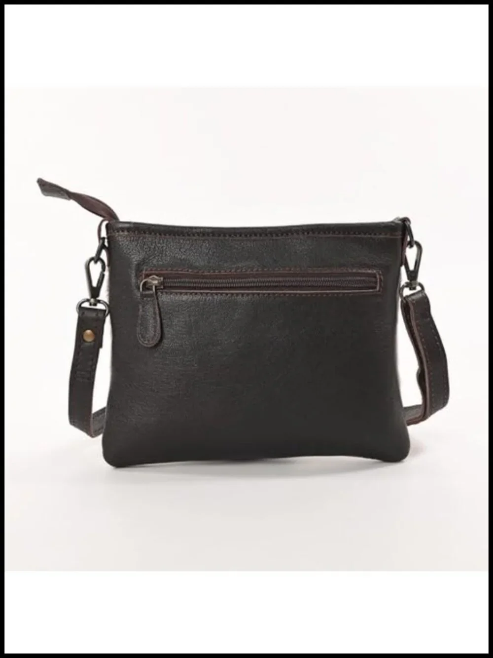 Western Cowhide Tooled Leather Small Crossbody Bag with Adjustable Strap